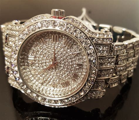 fake bling watch|hip hop bling diamond watch.